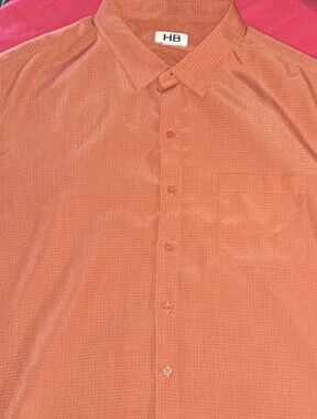 Harbor Bay Orange Short-Sleeve Textured Button-Down Shirt